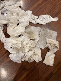 Clorex wipes used to clean bathroom counters, shower, and room surfaces