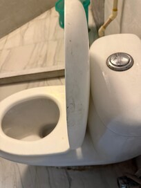 Disgusting toilet that reeked of urine.