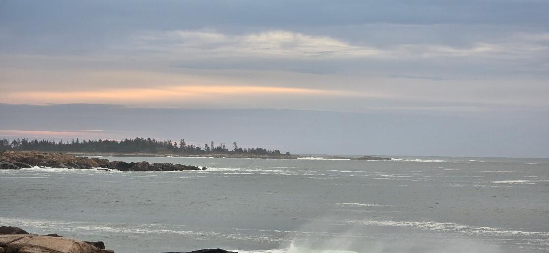 Schoodic Point at sunrise on a cold/cloudy day. Get there by 5:45 to 6:00 a.m. in the fall. 