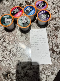 Hand written note from our housekeeper when I asked her if they had tea :-)