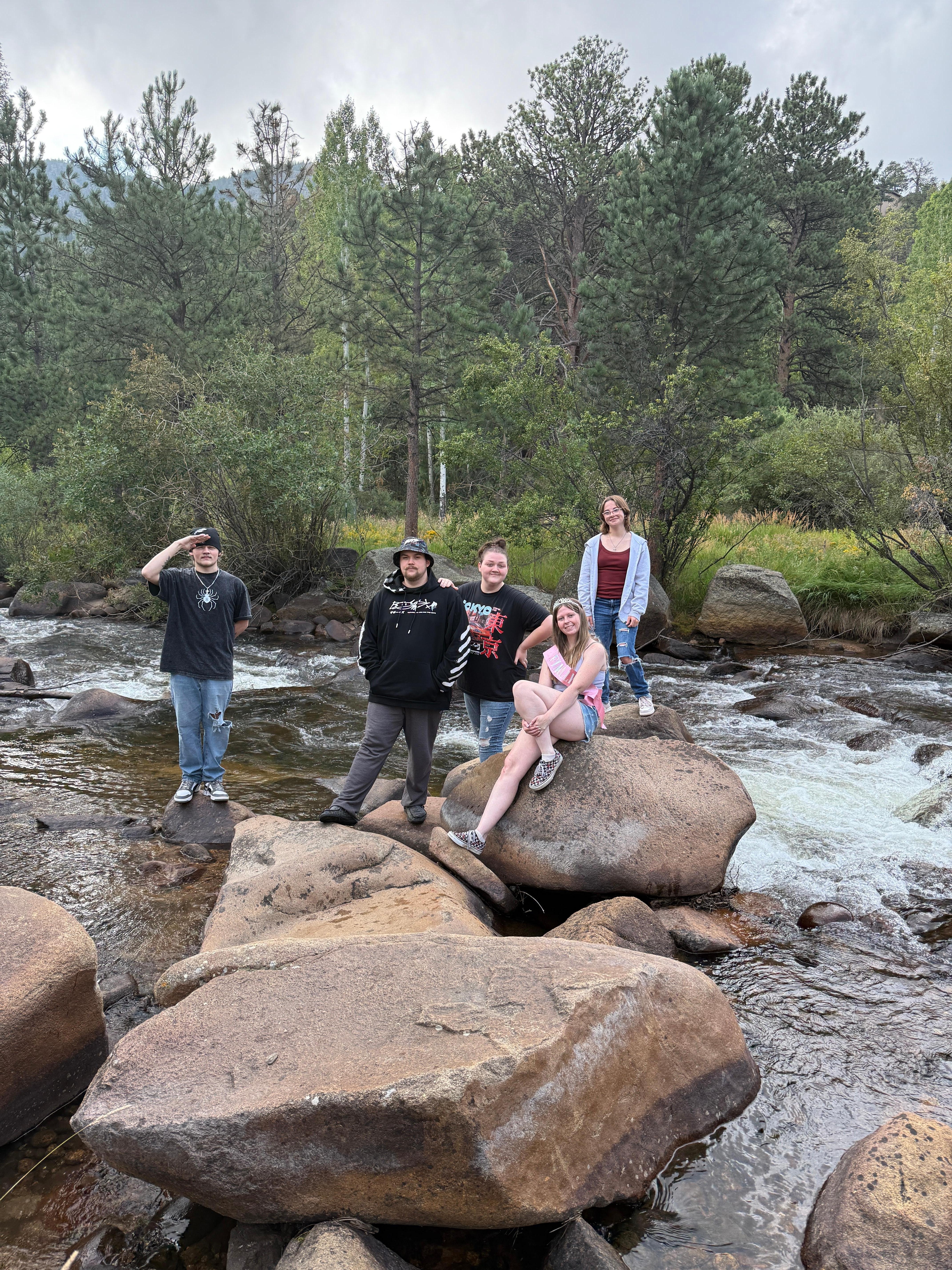 Friends in back of property. 