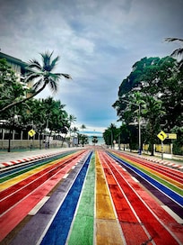 酒店旁的彩虹彎道