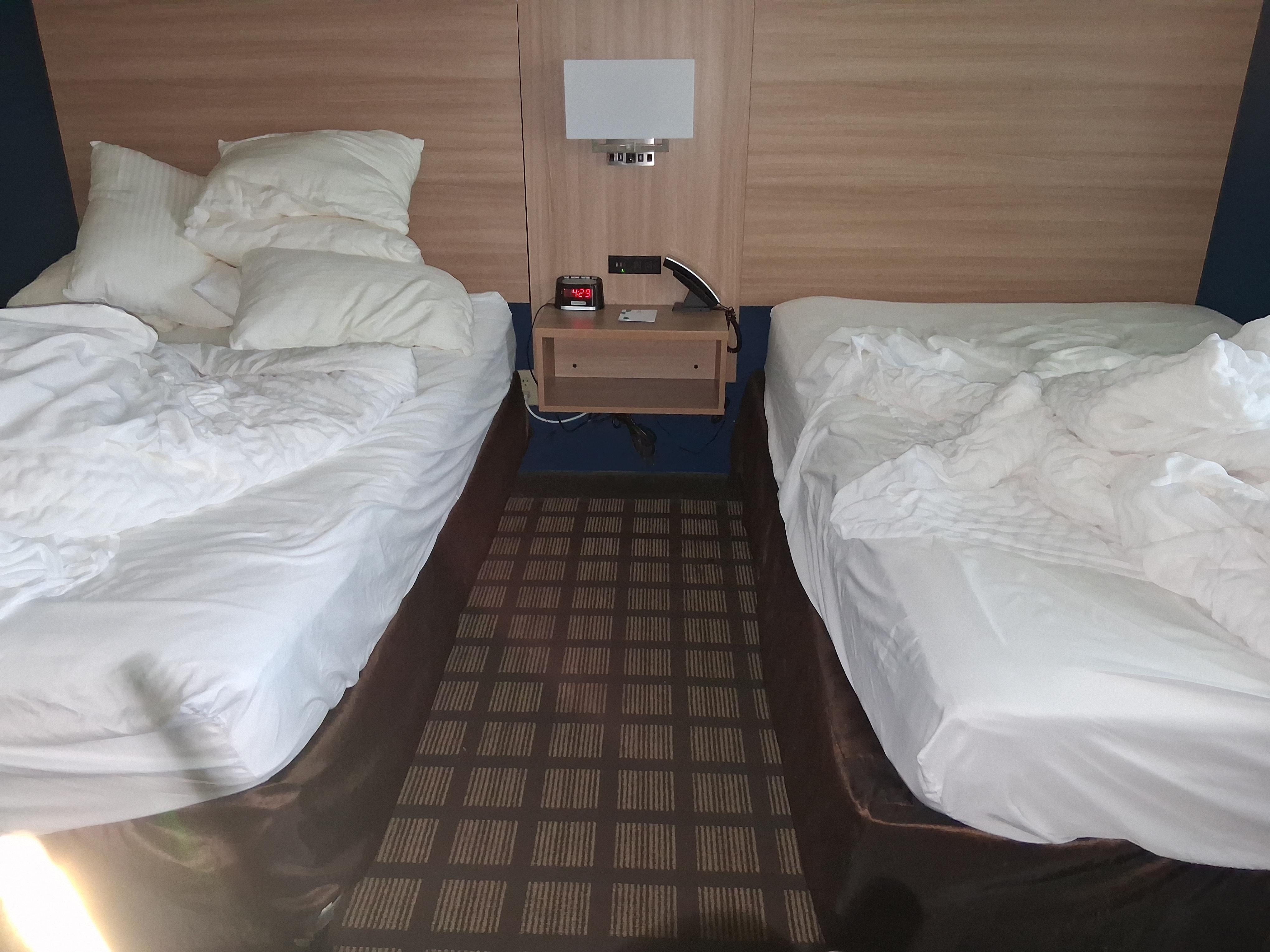 1st room we were given beds weren't made from previous guest 