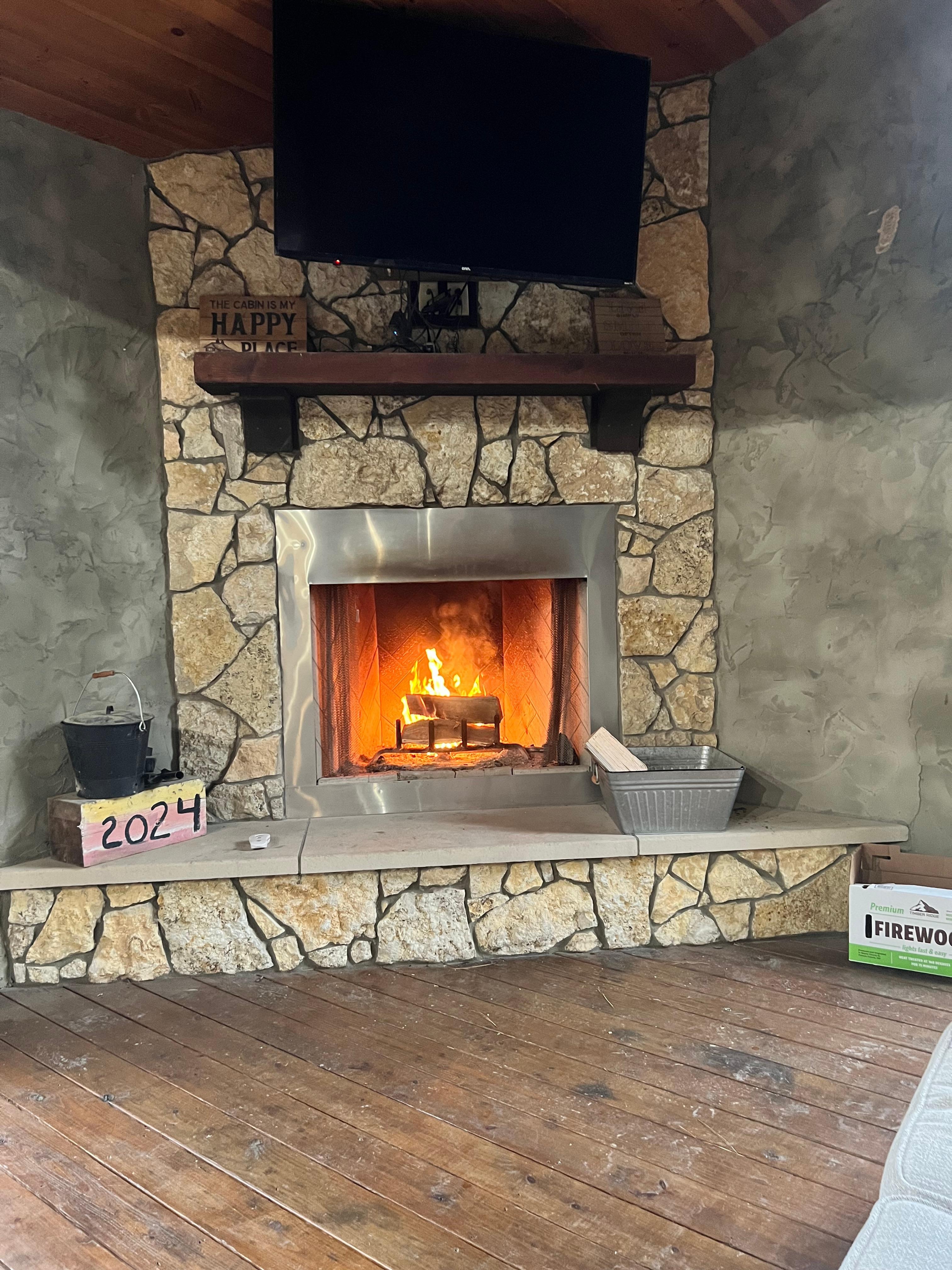 Fireplace on the deck