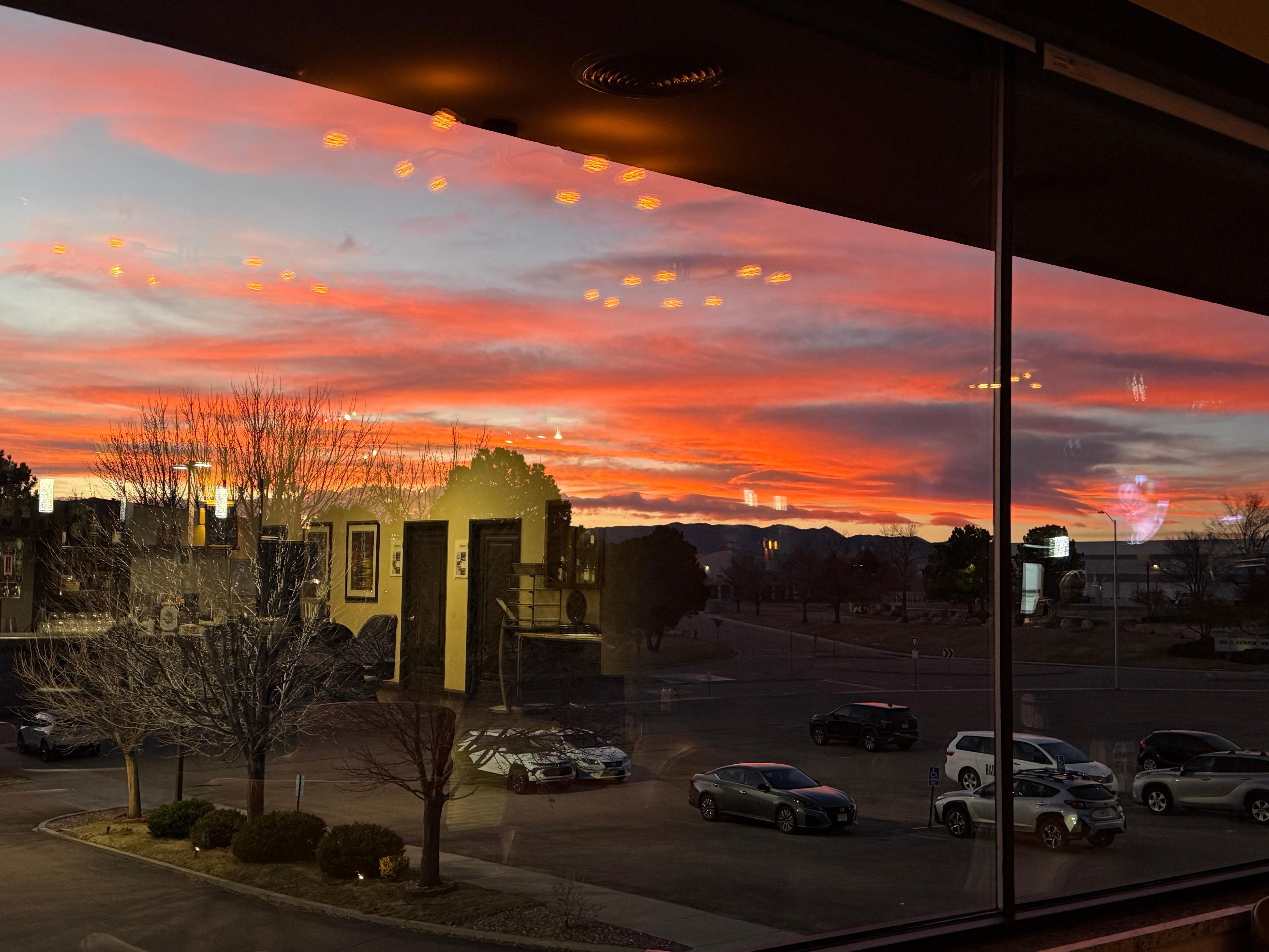 Sunset view from the restaurant upstairs. 