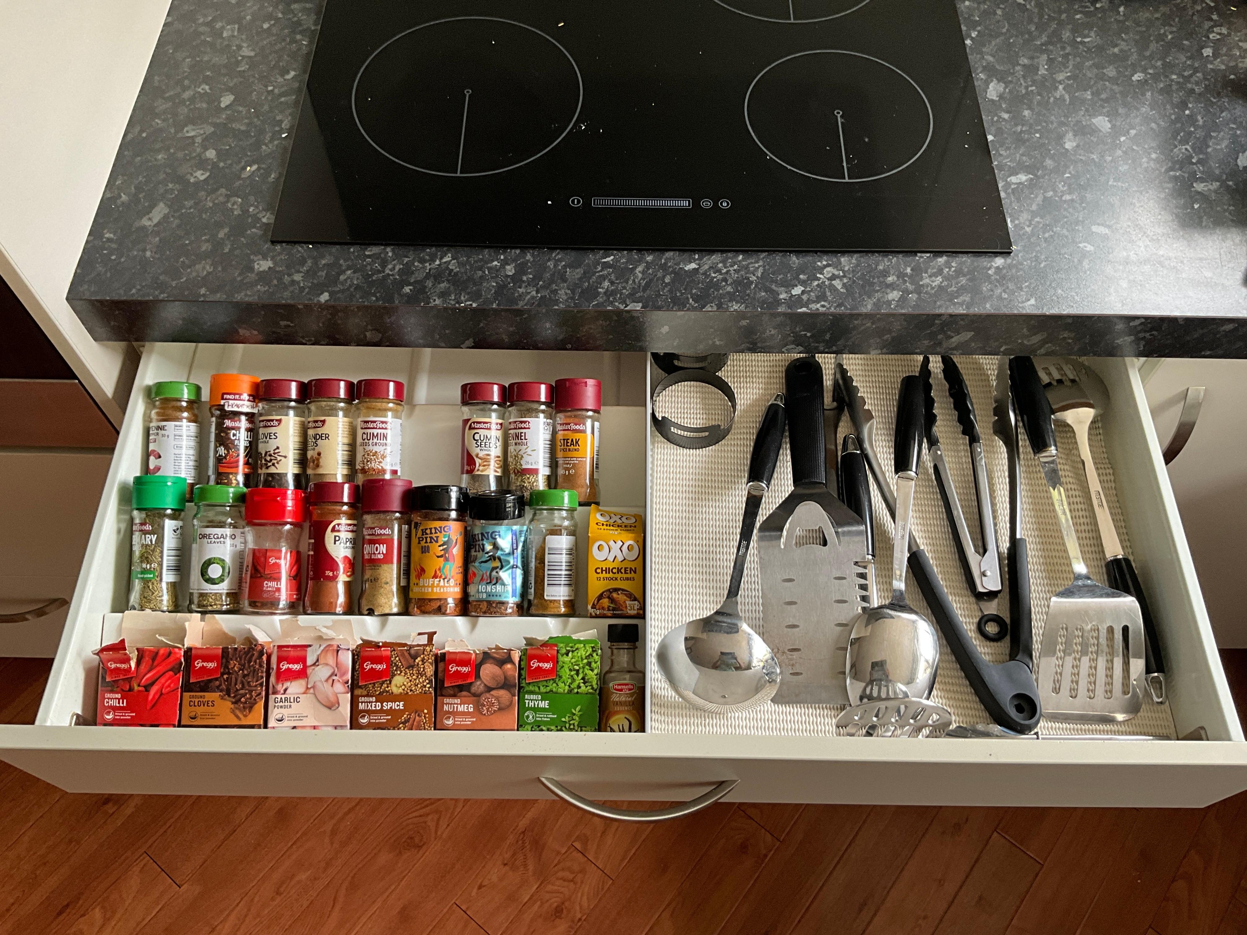 Well stocked spice drawer!