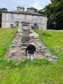 Little guy loved running up and down the hill in the garden
