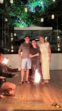 Mark was the best singer we’ve ever heard! And such a great fire show with dancing! Loved every minute of it!