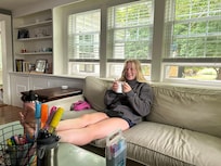 Enjoying morning coffee.