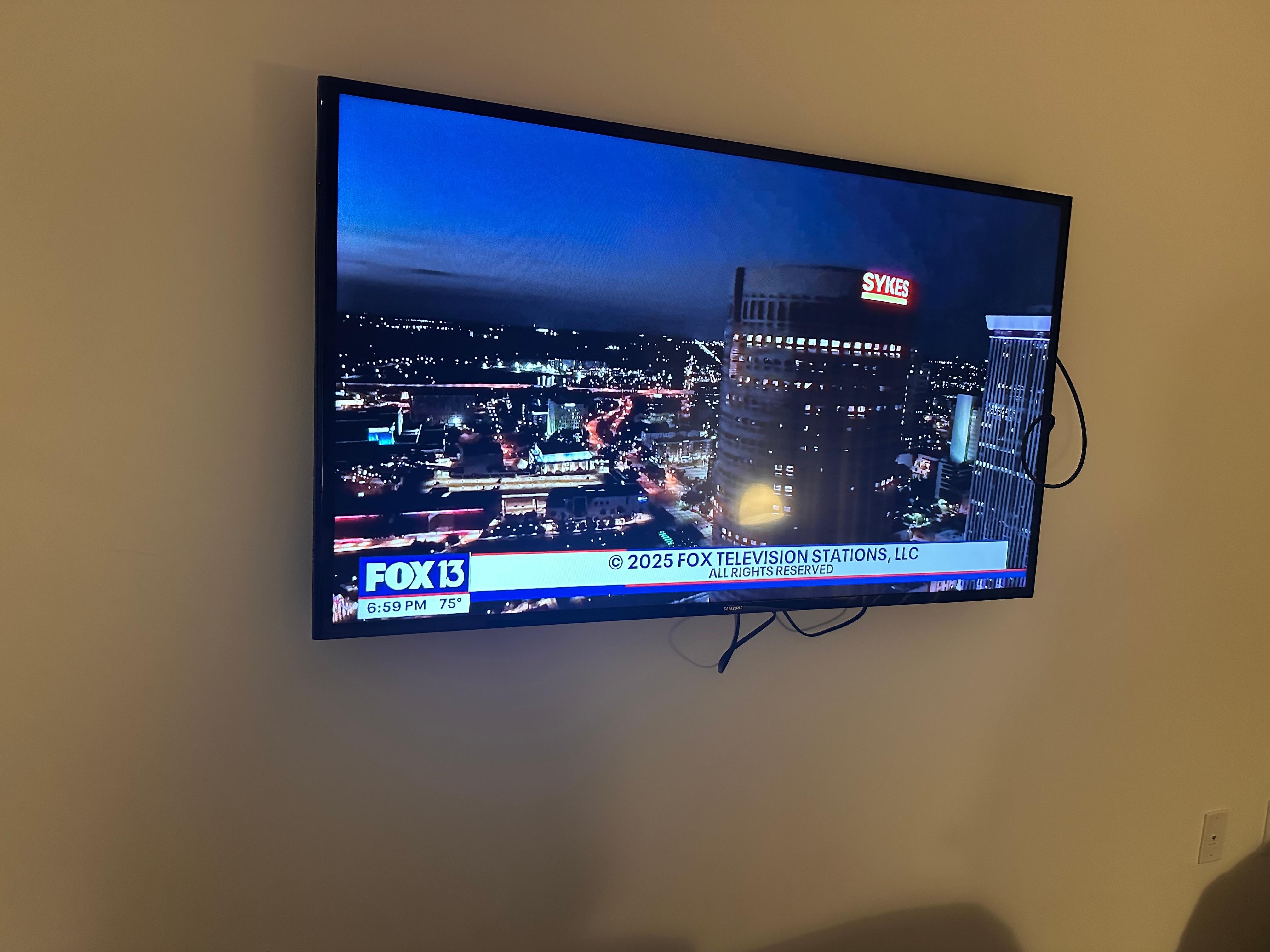 Wires hanging from the TV. Very distracting.