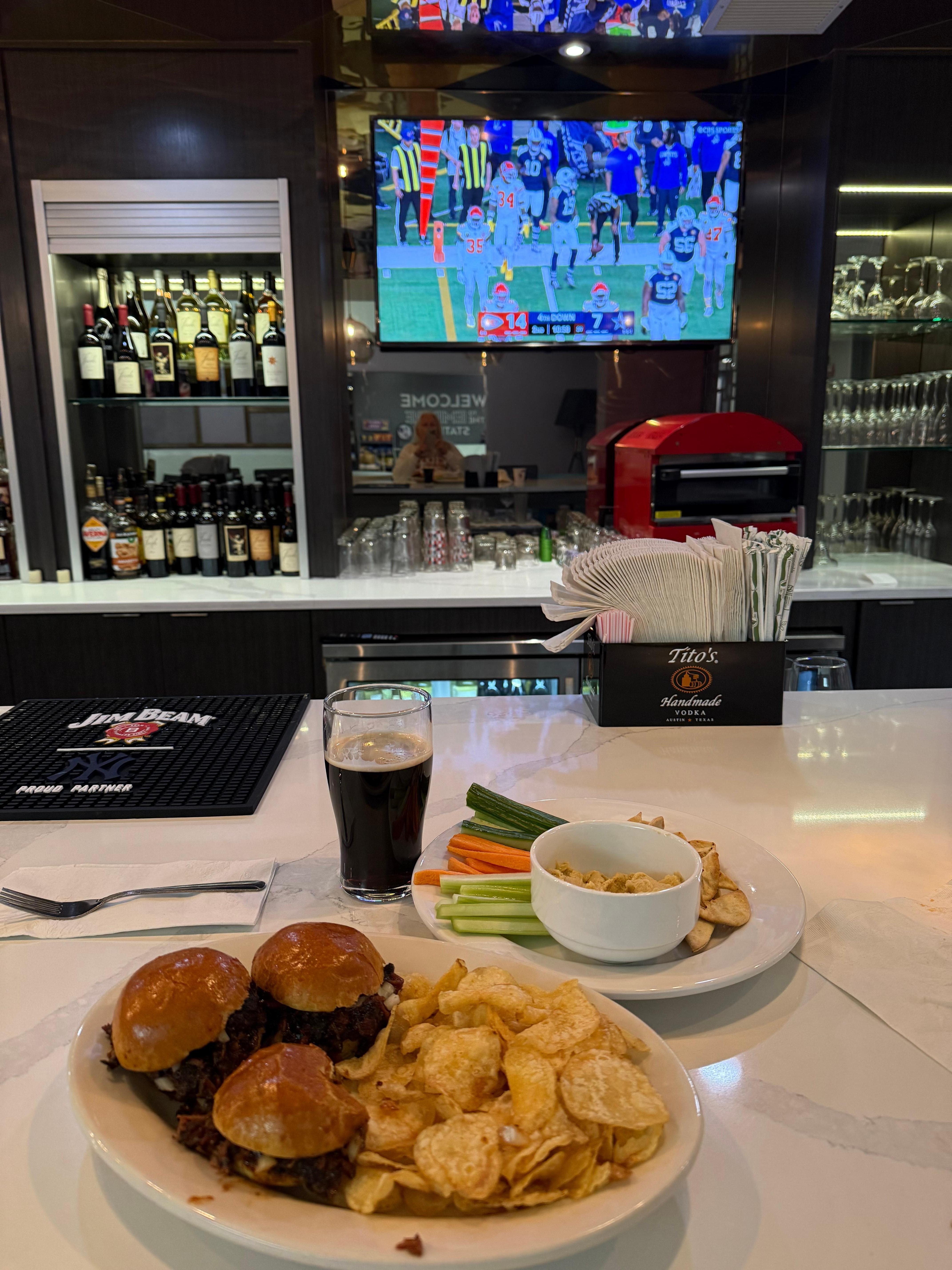 BBQ Turkey sliders ( cause it was Thanksgiving) Guinness and football! 