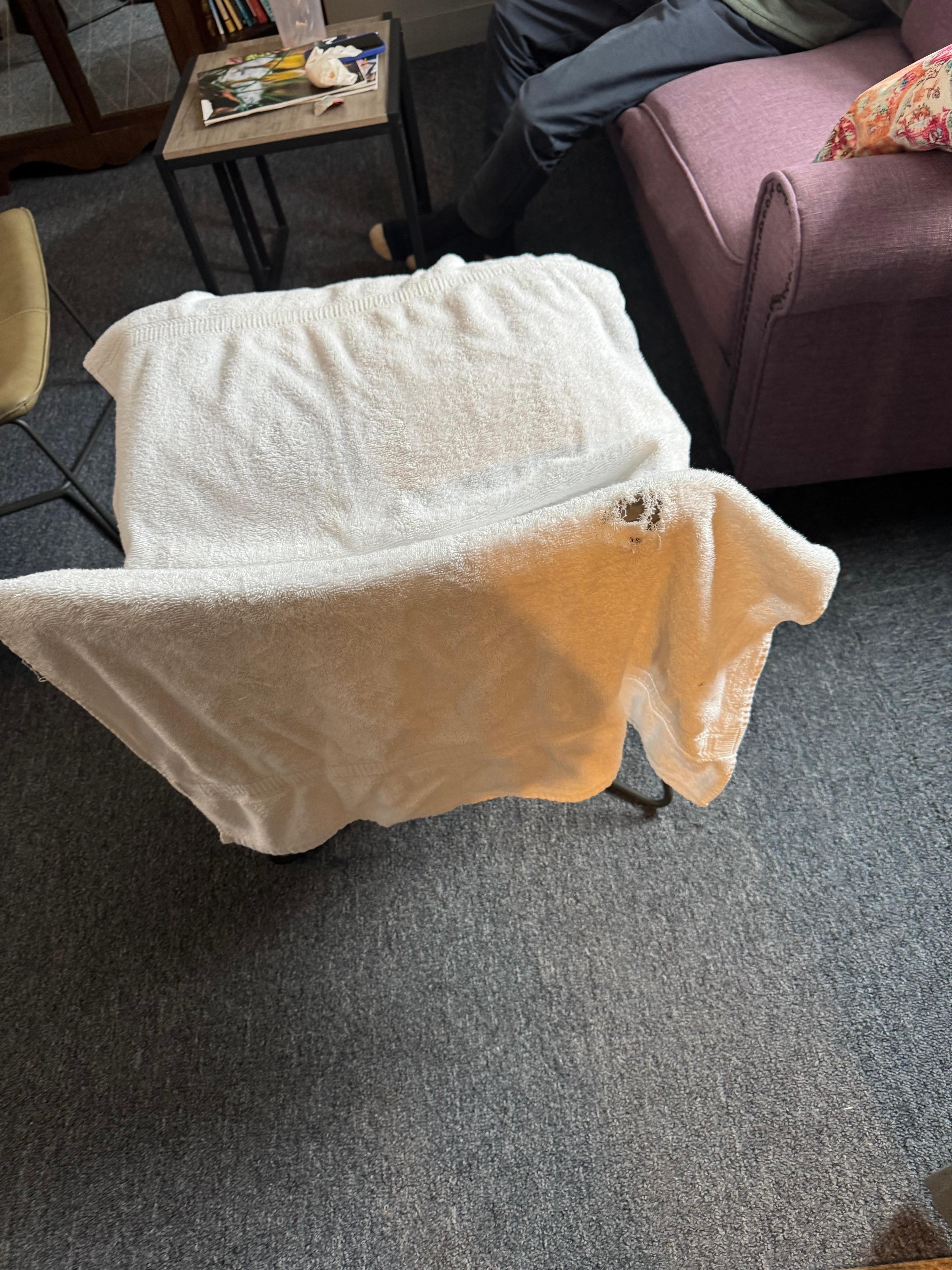 Clean white towels with holes