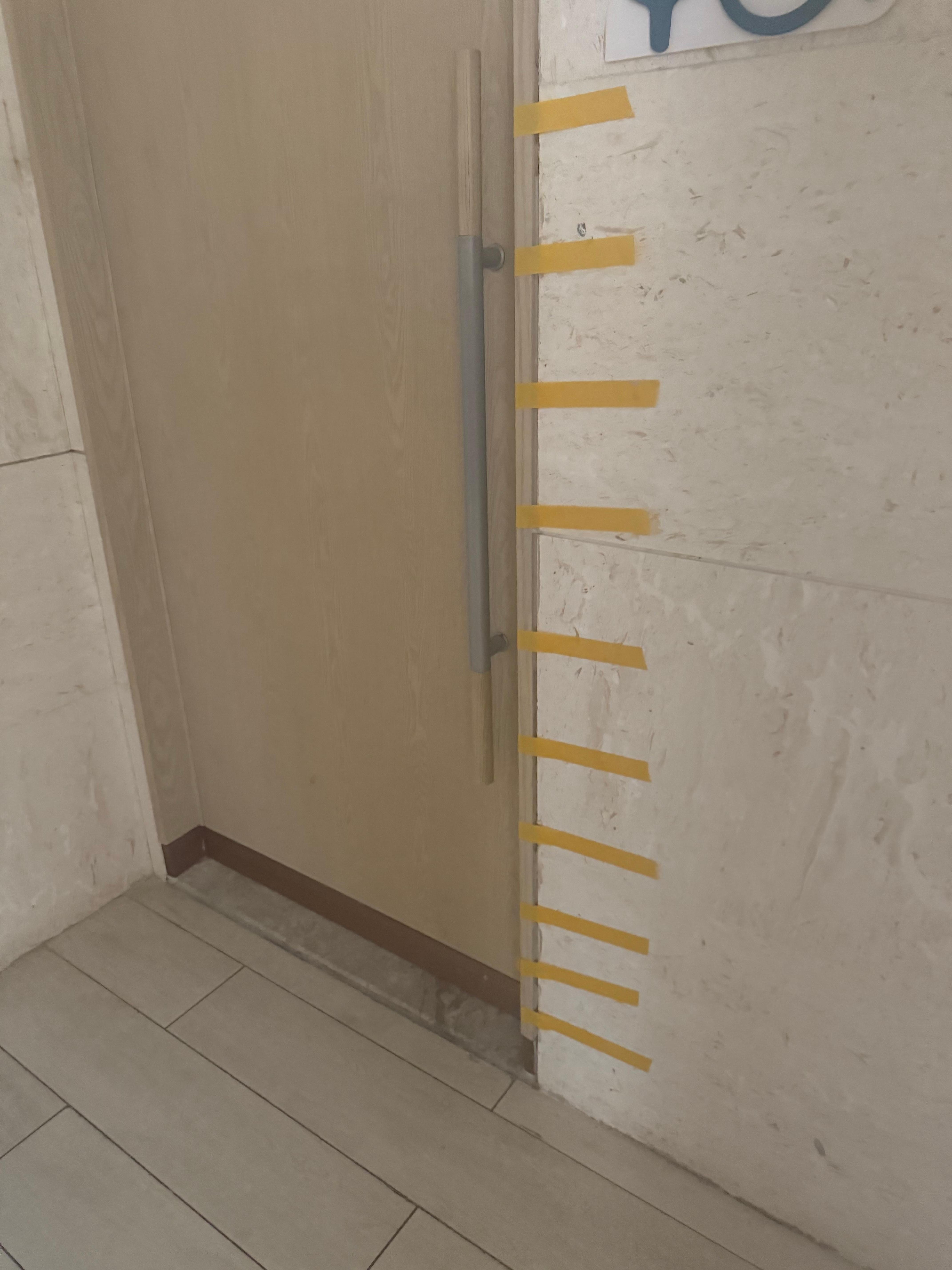 Tape holding molding in place,