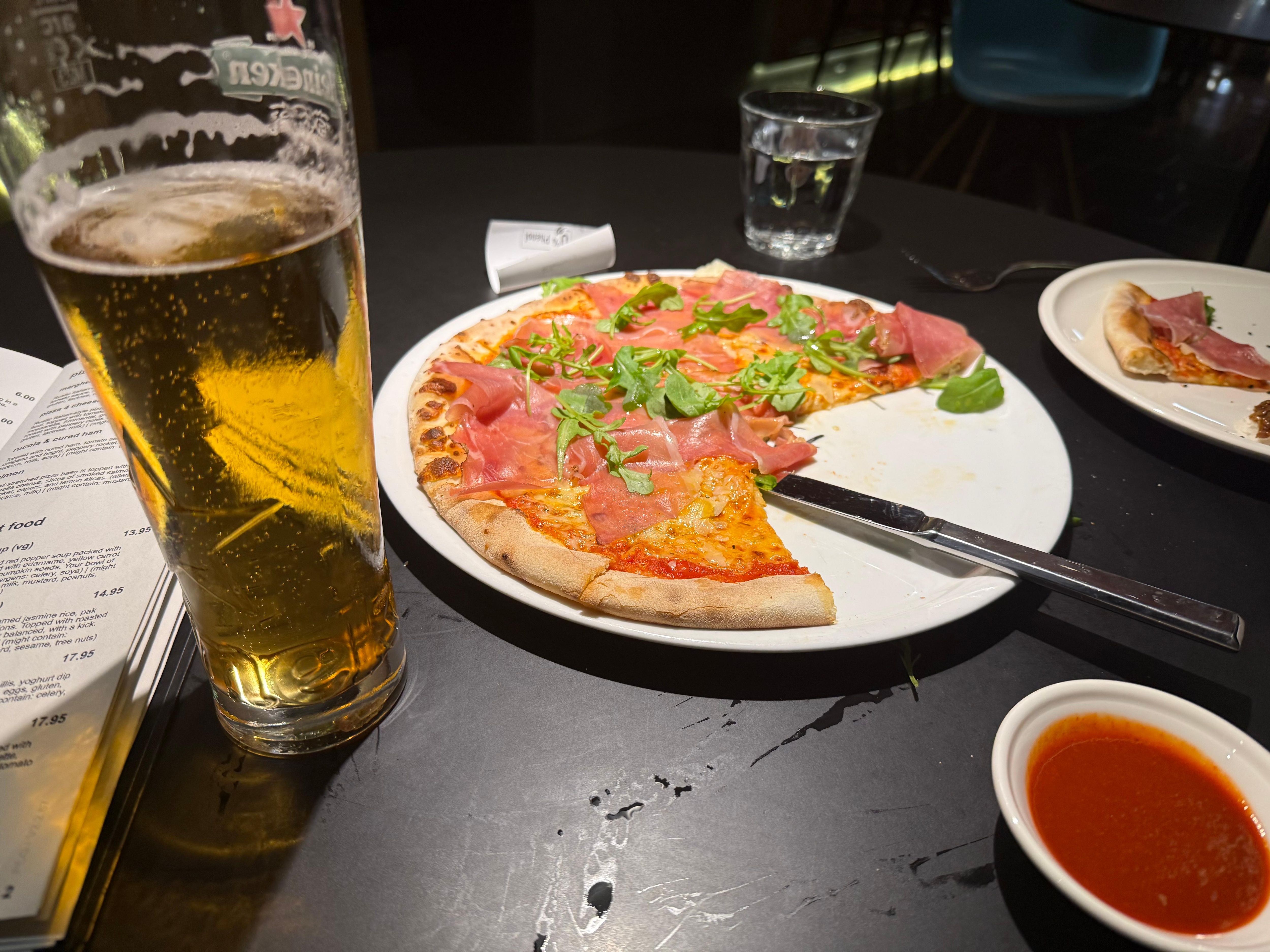 Delicious pizza from the lobby bar.