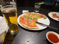 Delicious pizza from the lobby bar.