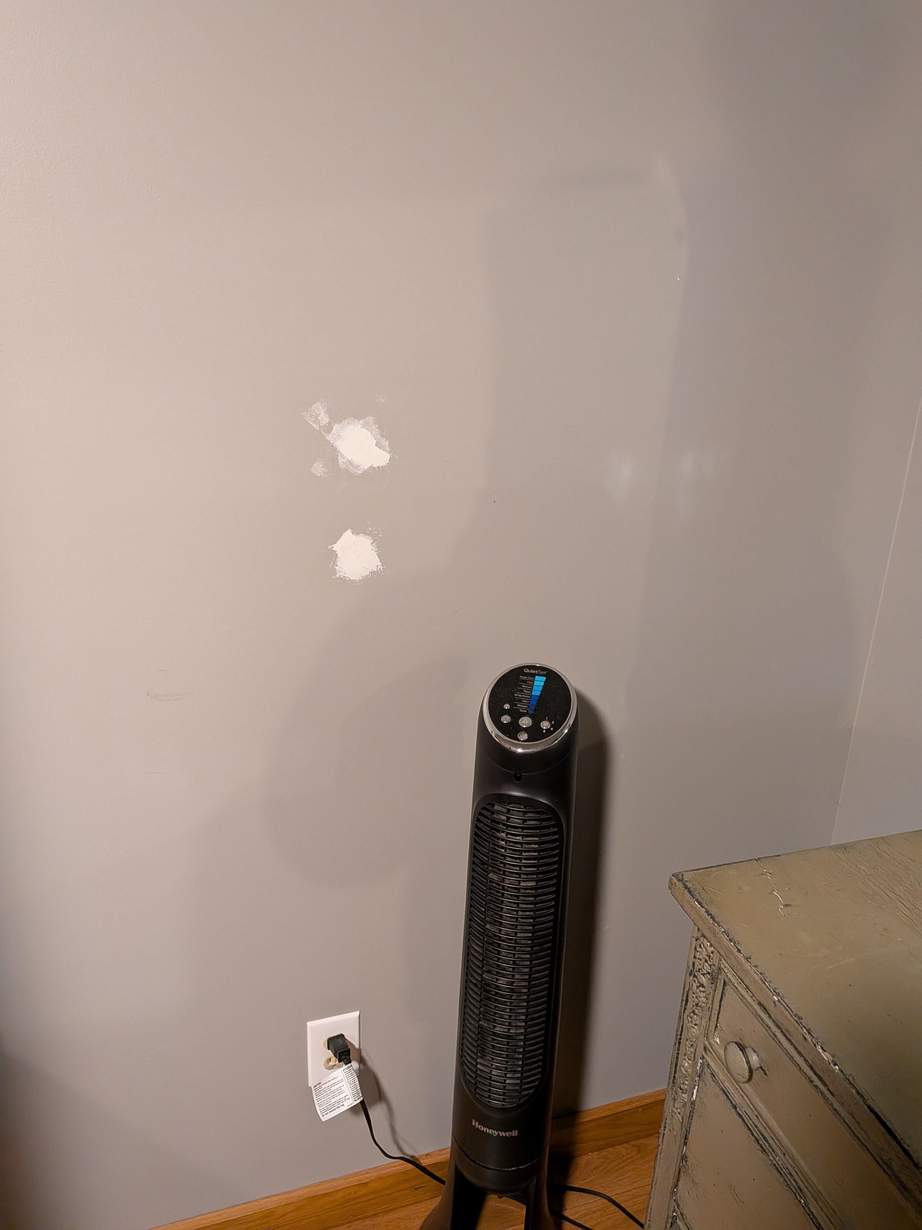 Unpainted wall repair in first floor bedroom