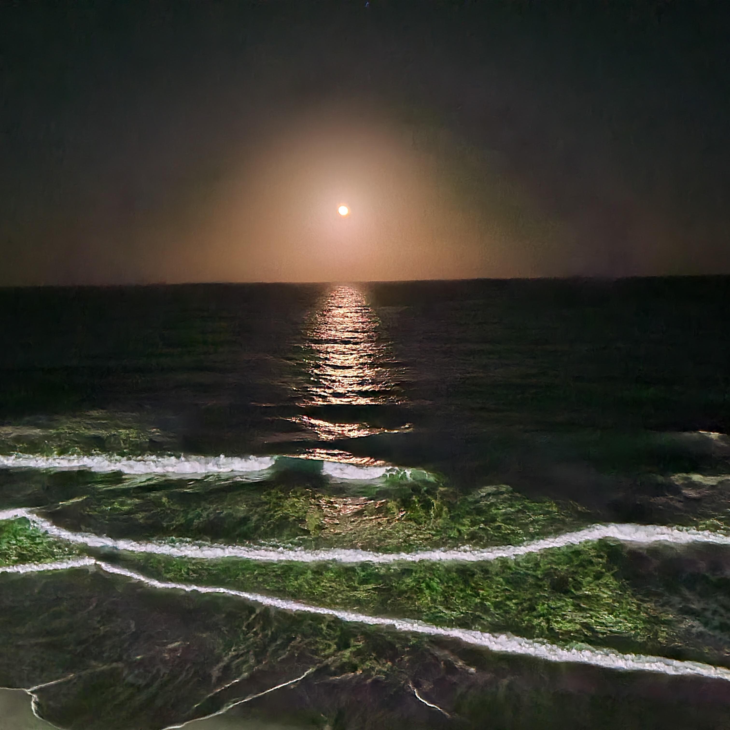Our view of the full moon from the balcony.