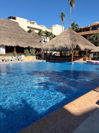 Pool with Mayan Beach Club attached- had nice drinks and good food (excellent service)
