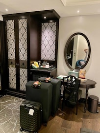 Cupboard desk with mirror. I used this as my make up and beauty desk. There is a mini fridge, it's not really cold though. Nothing is ever really cold in Vietnam though drinks wise.