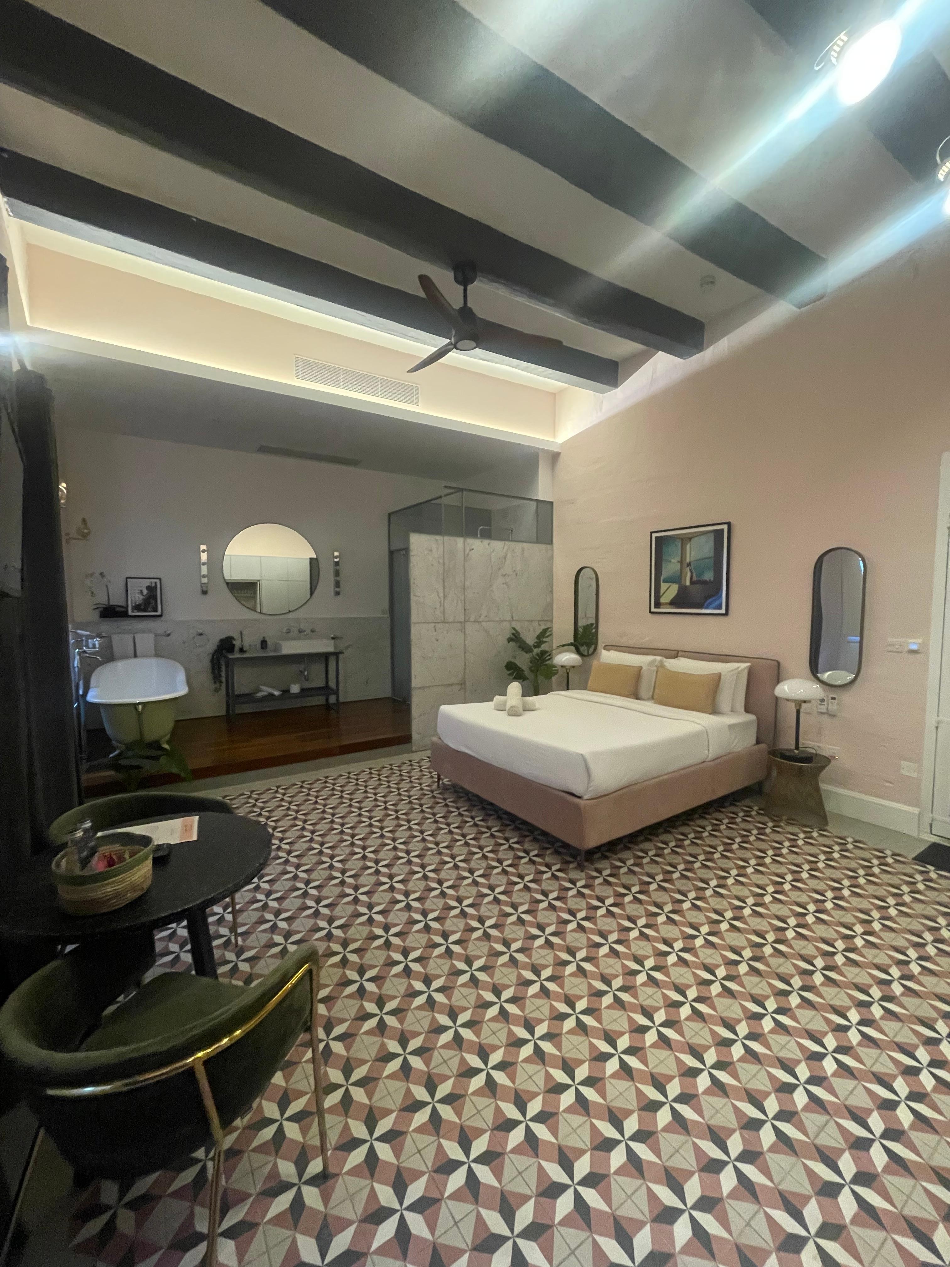 Room with small balcony. 