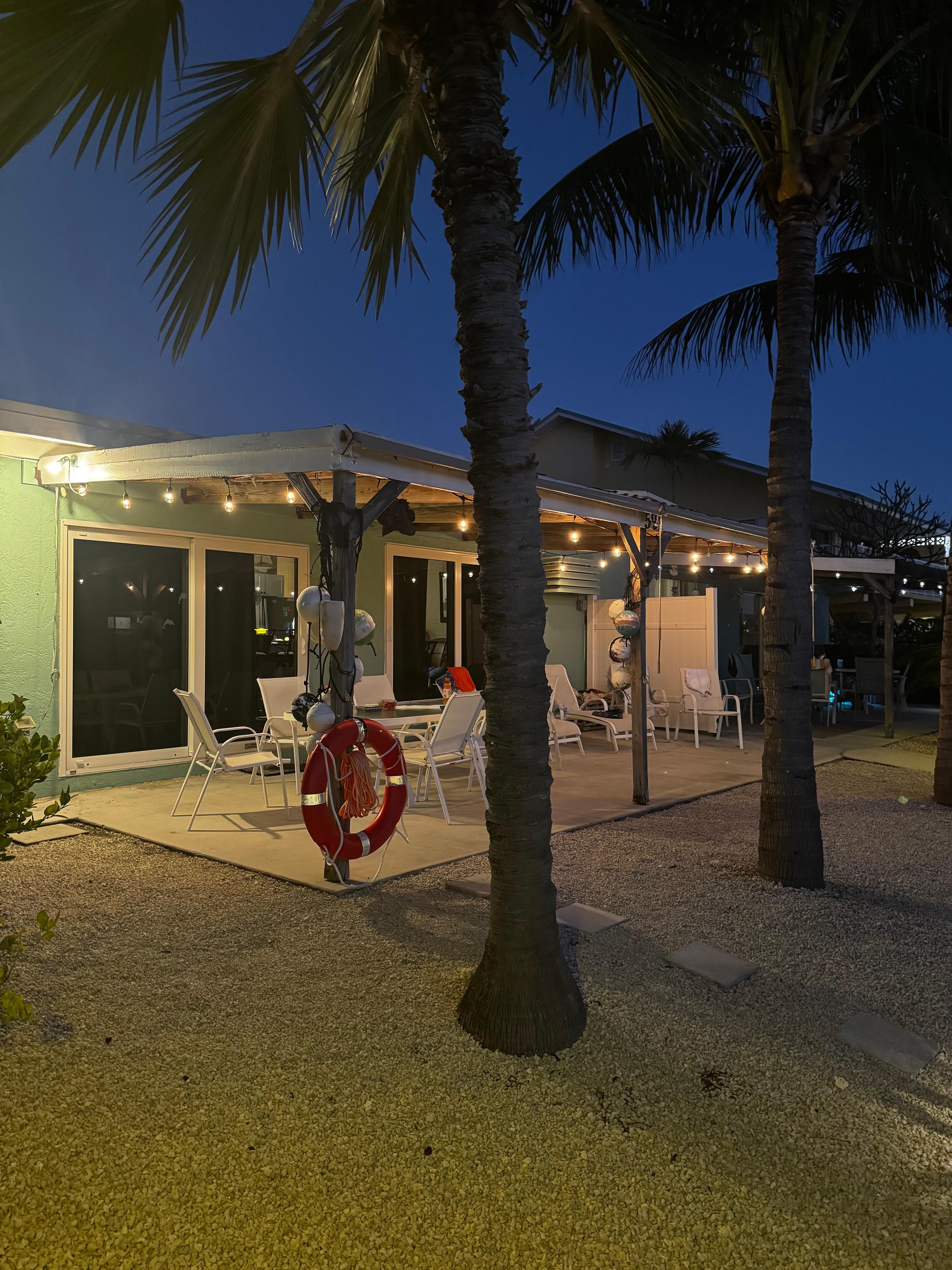Patio where we ate every meal we made ate home and played family games every night.