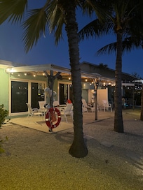 Patio where we ate every meal we made ate home and played family games every night.