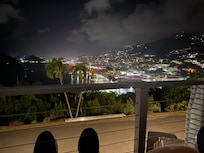 Balcony view at night, facing West