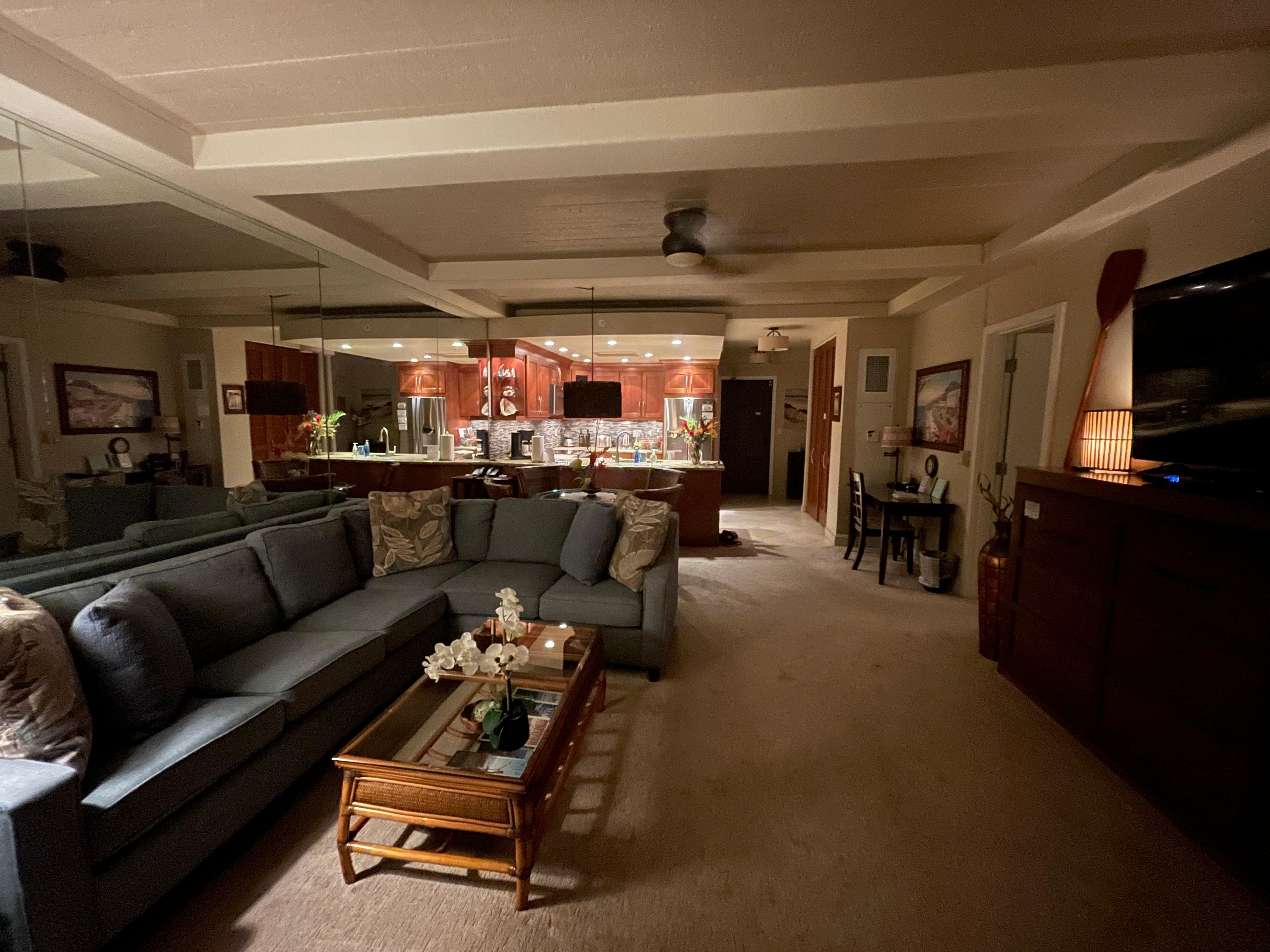 Interior of condo at night