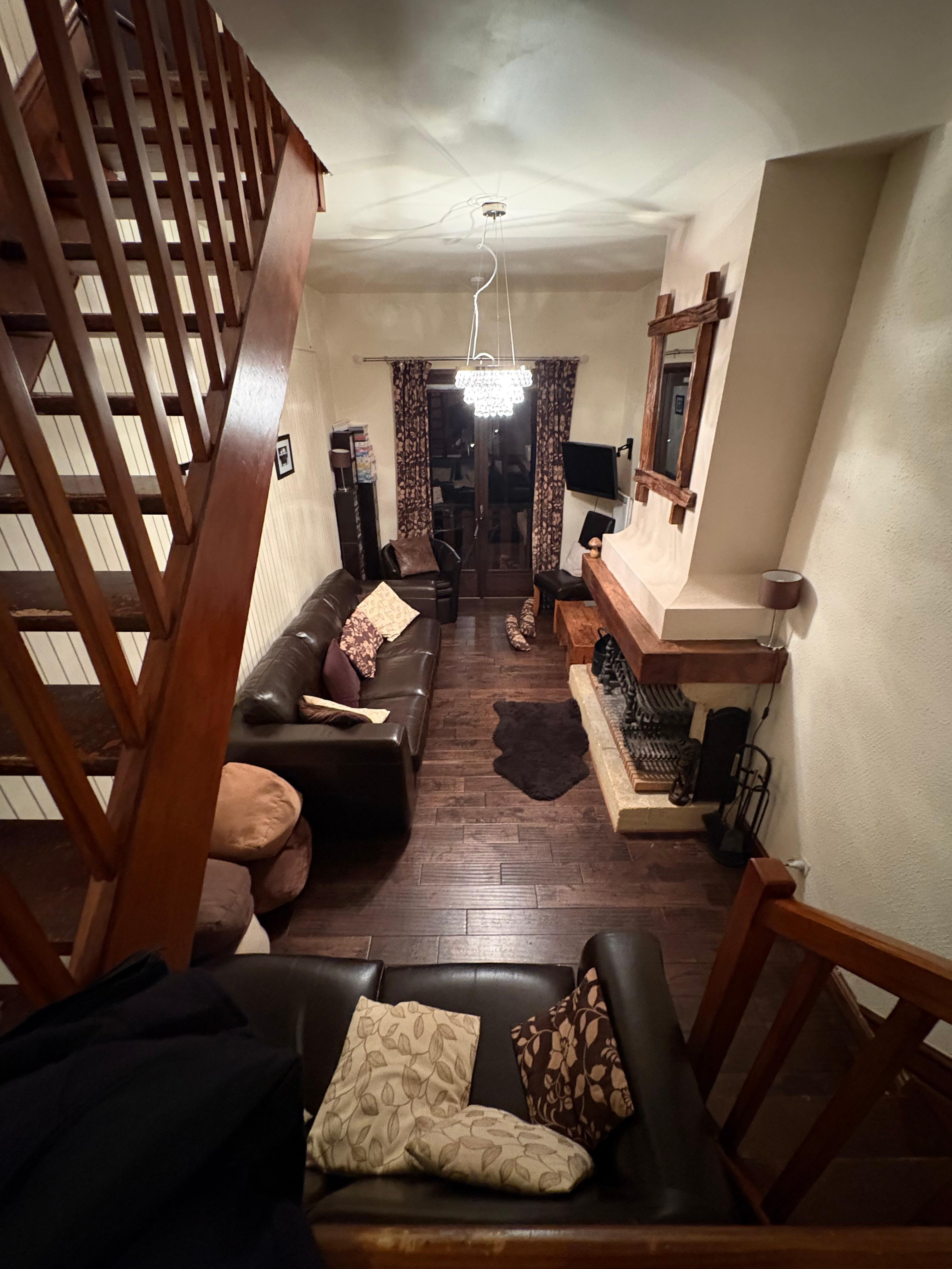 Downstairs lounge with one of the balconies 