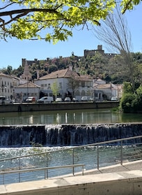 View from park of the city with castle in background