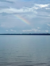 Rainbow over Lake Superior taken from beach at Kimar resort.