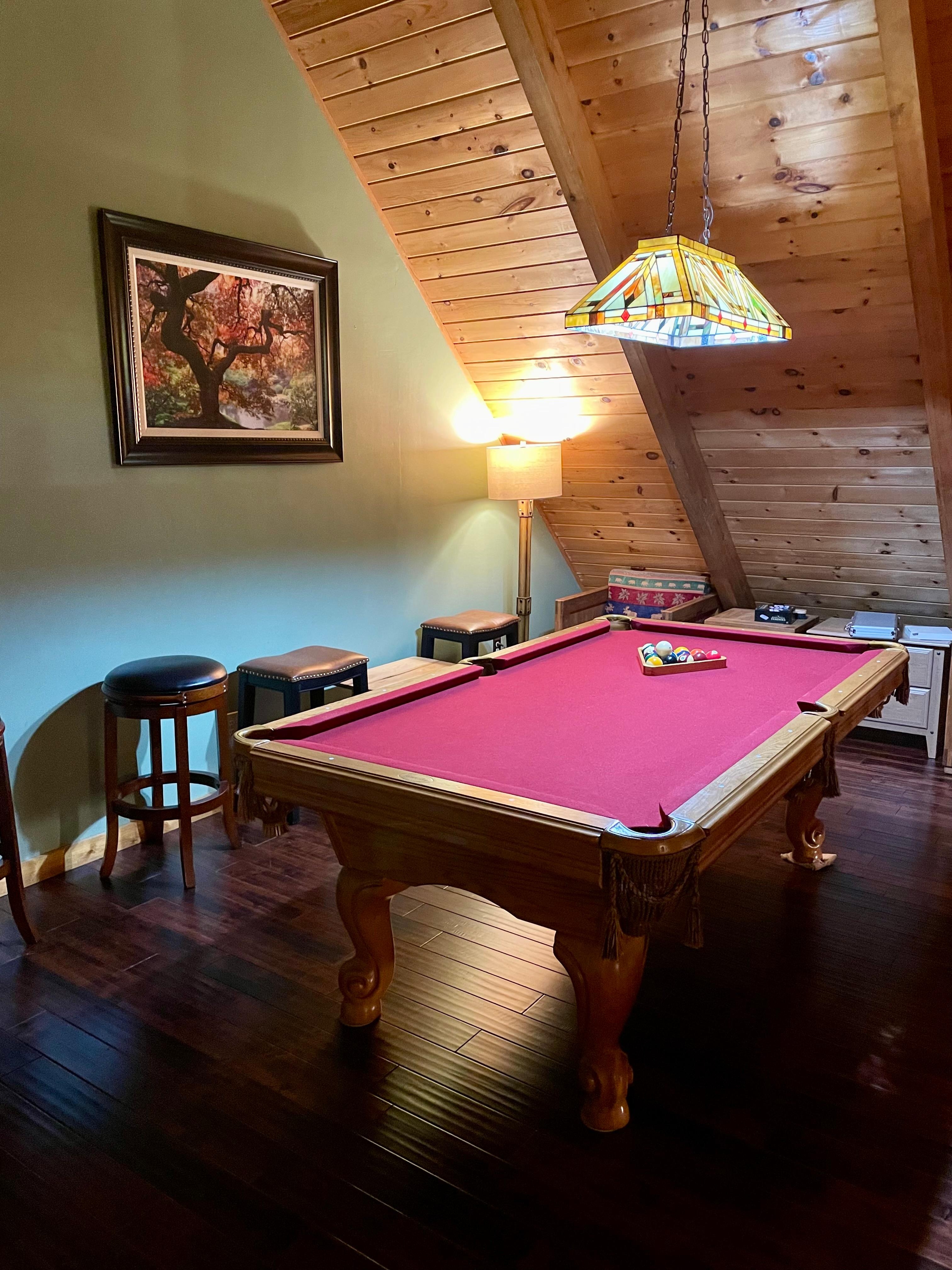 Pool table in loft upstairs