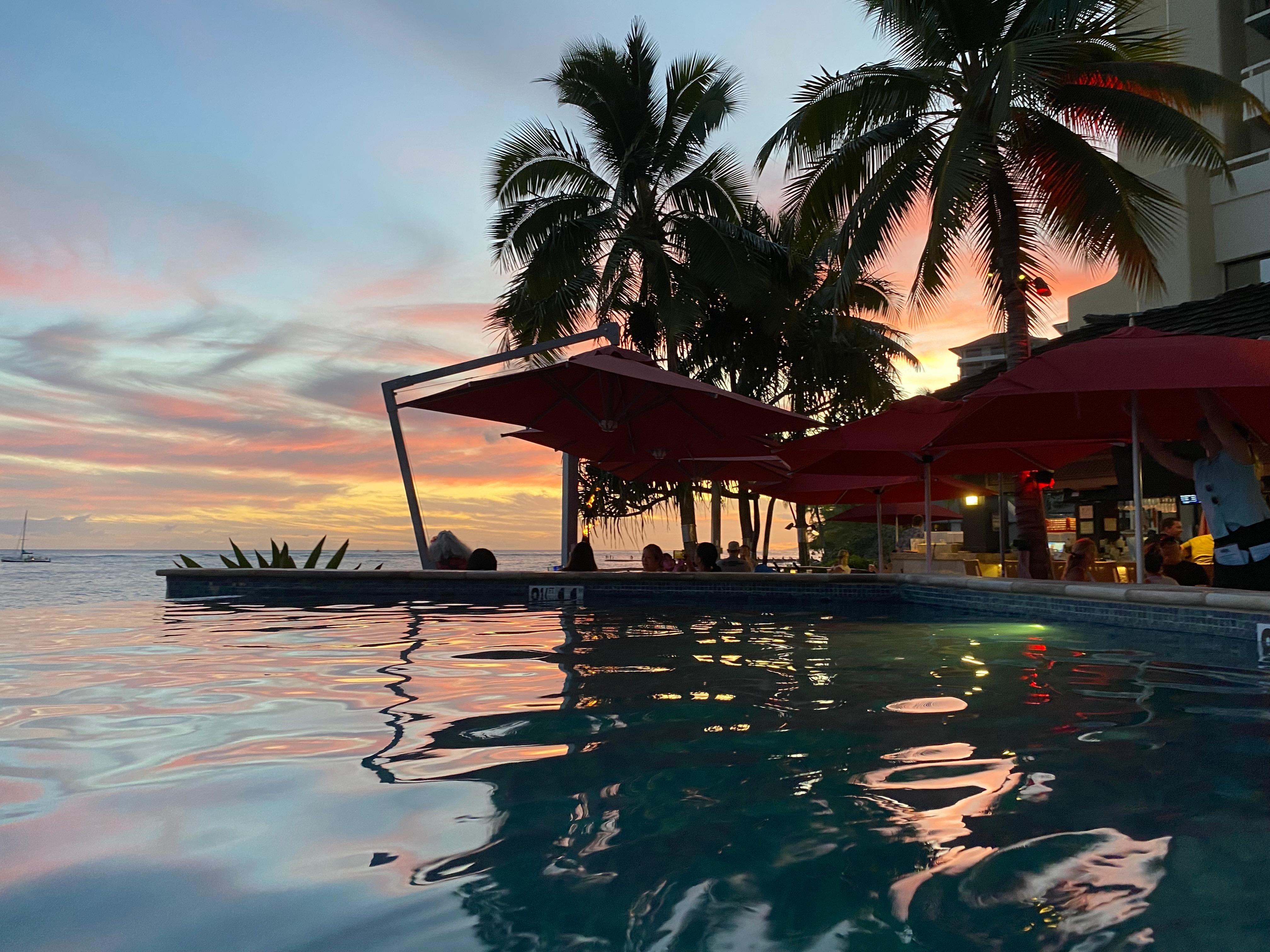 Infinity pool at sunset