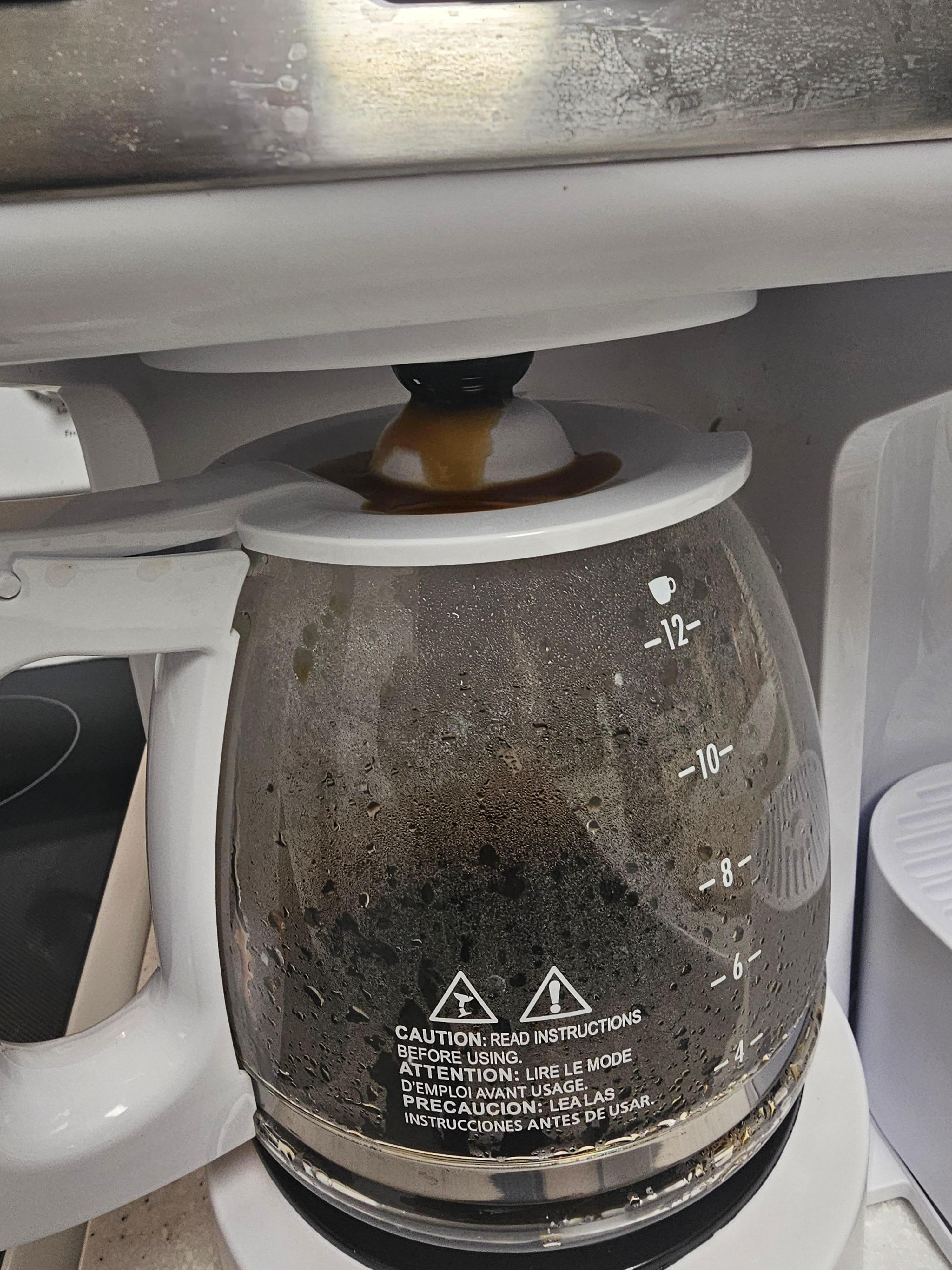 Coffee pot ran over with each pot of coffee.
