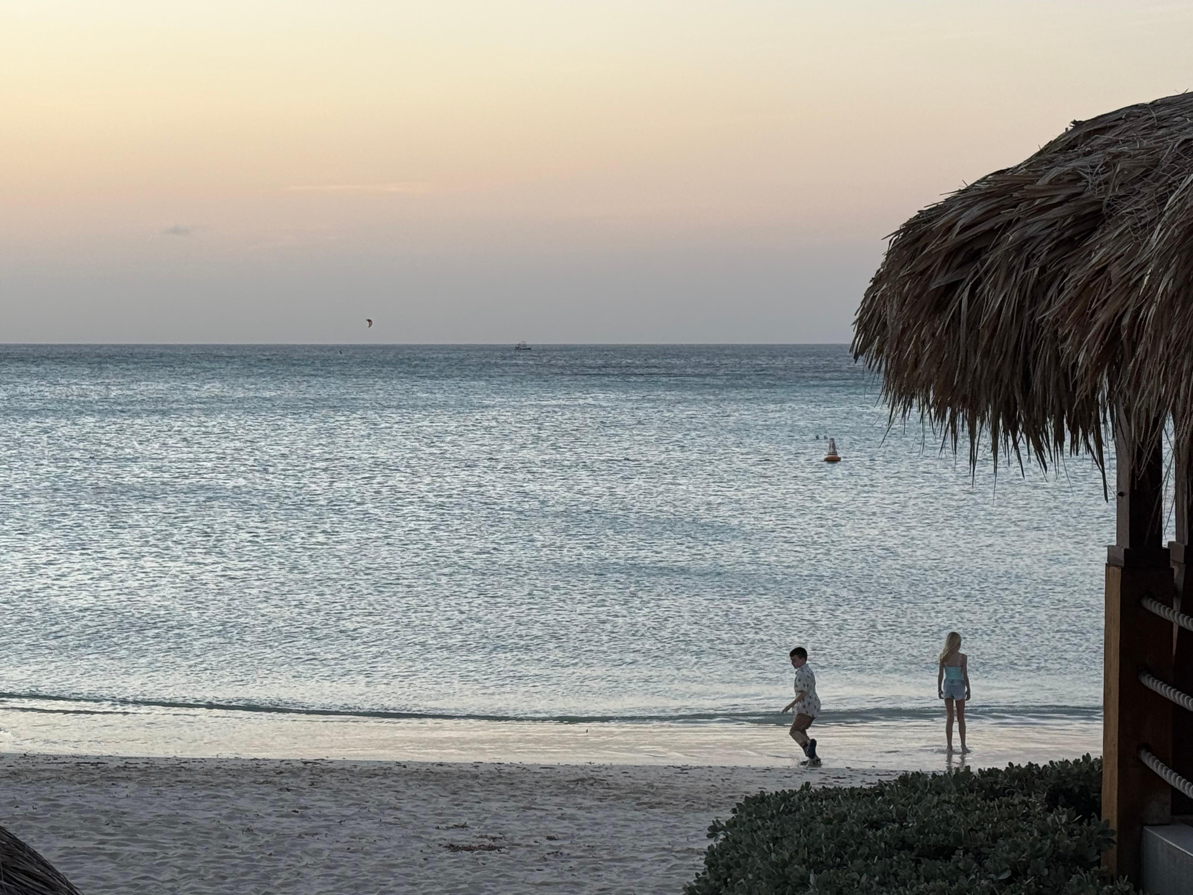 View from Sea Breeze. Kids could play in the surf while we waited for our food. 
