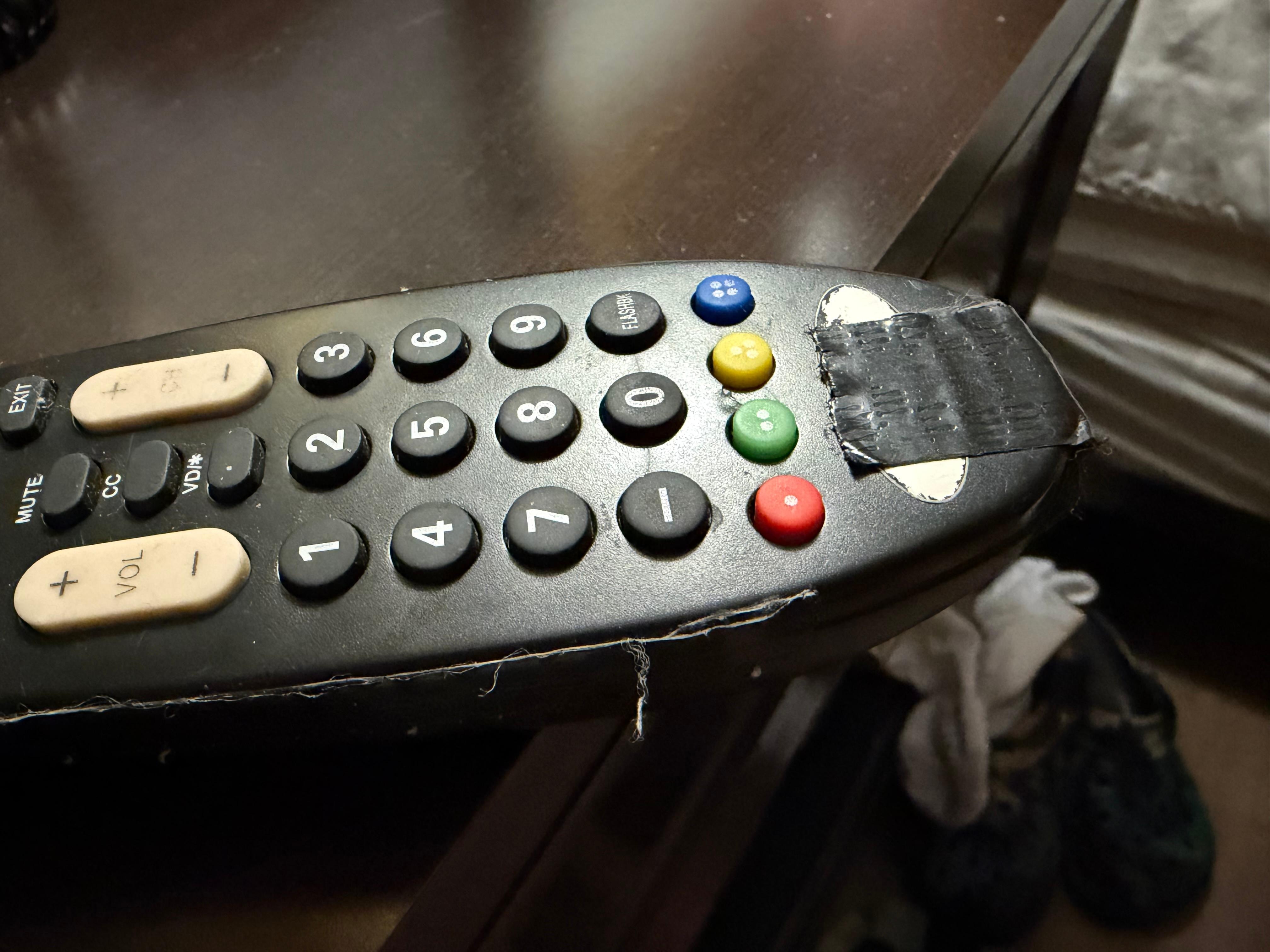 Broken and taped together