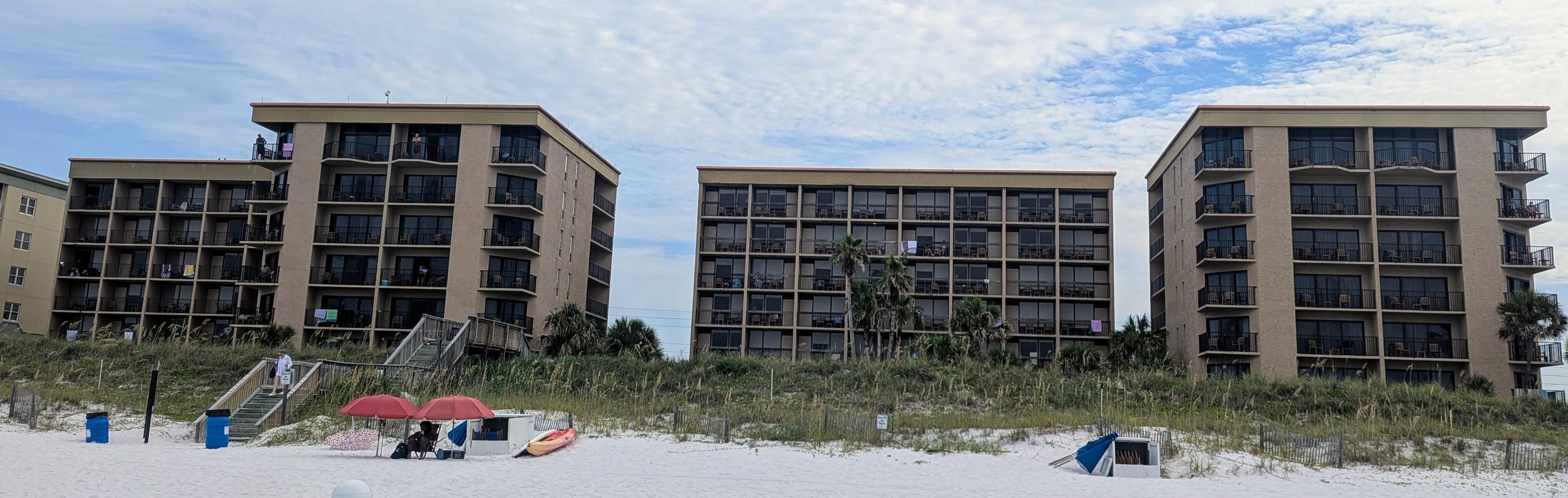Hotel from the back on the beach ⛱️ Buildings A,B, C and D