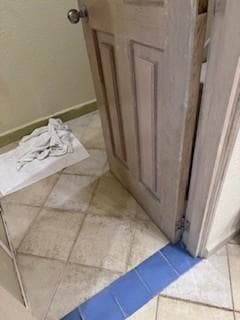 Molded bathroom door and creaked when you opened.  There were black stains on the floor
