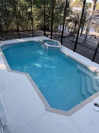 Pool from upstairs deck.