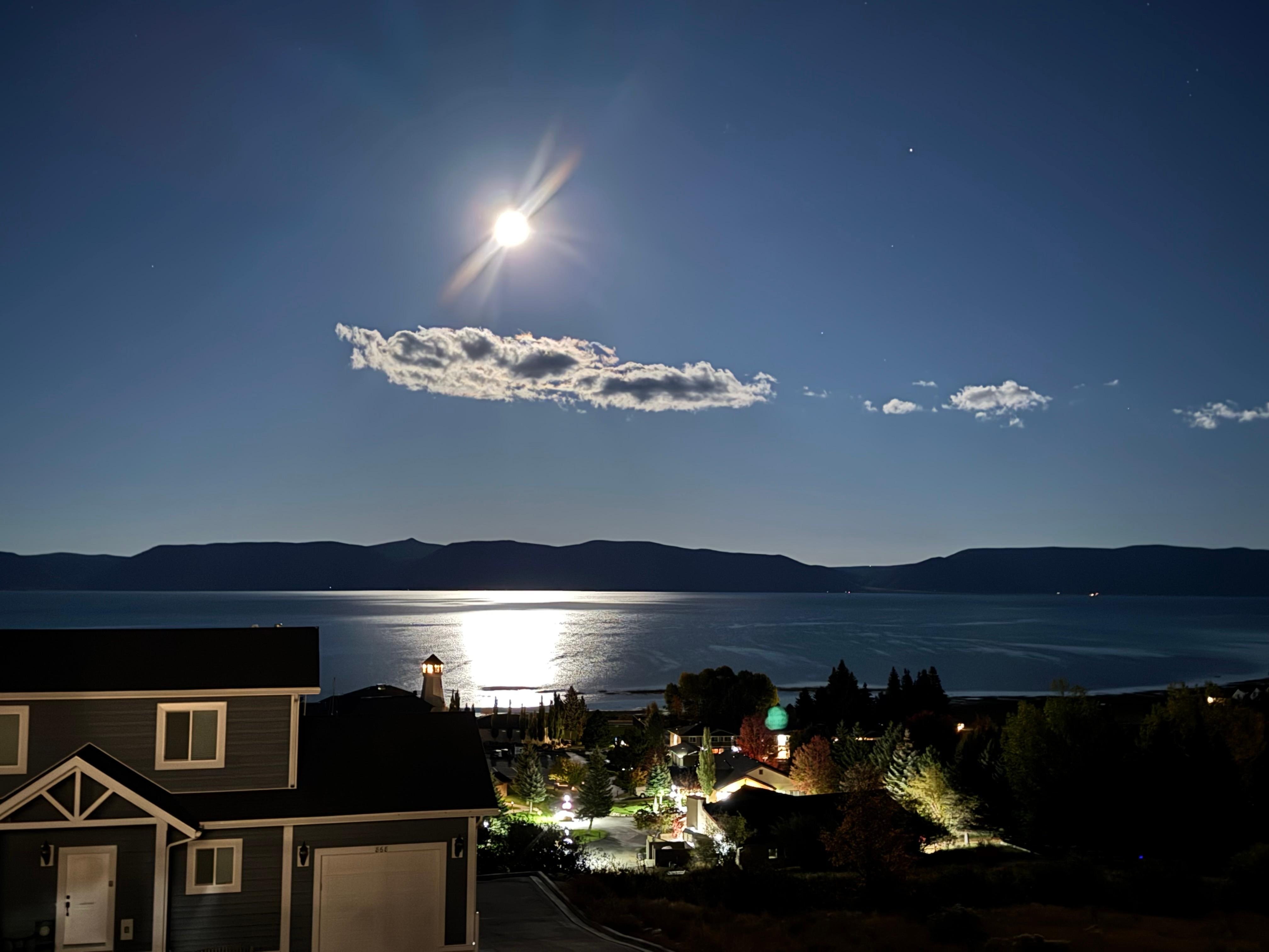 View of lake at night 
