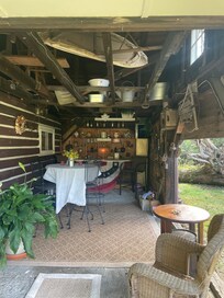 Lovey covered outdoor seating area