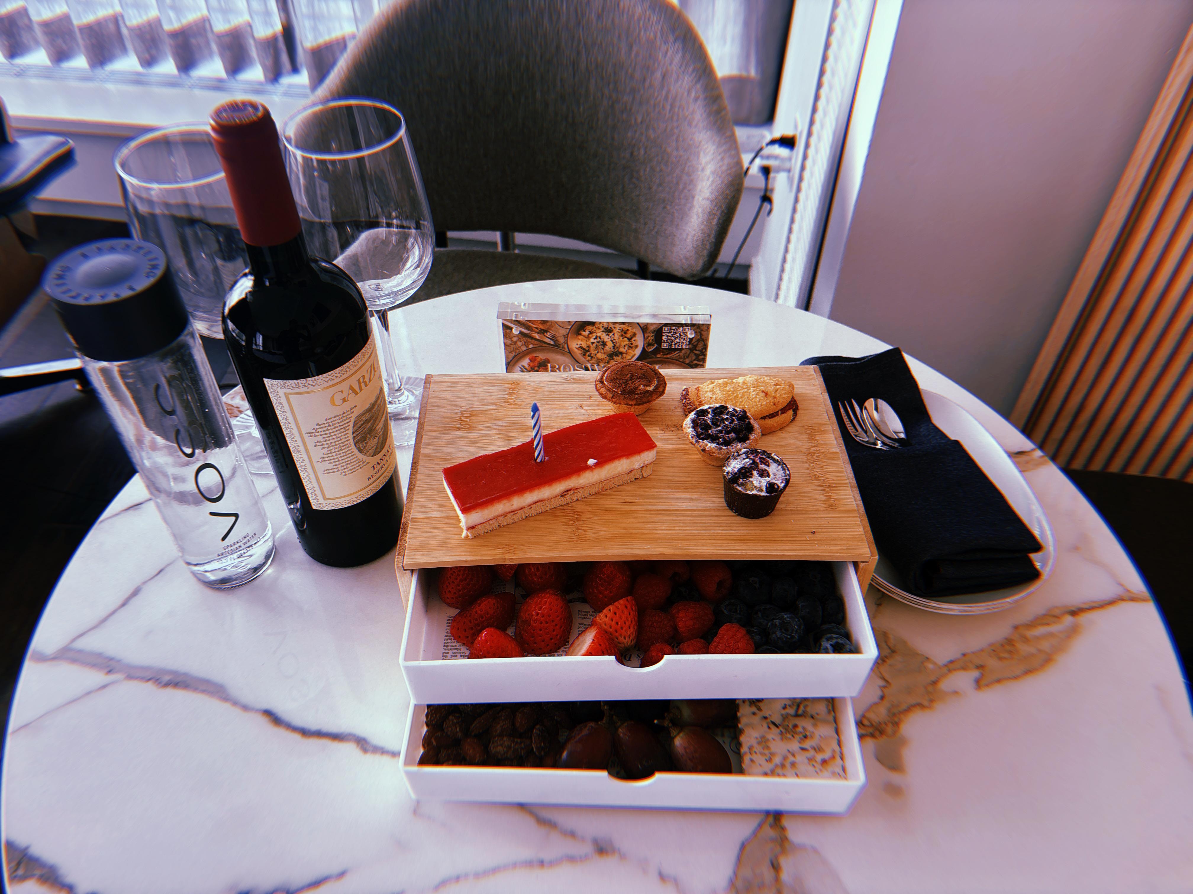 The surprise the hotel sent to add to our celebration! Hand delivered by Max from the Front Desk