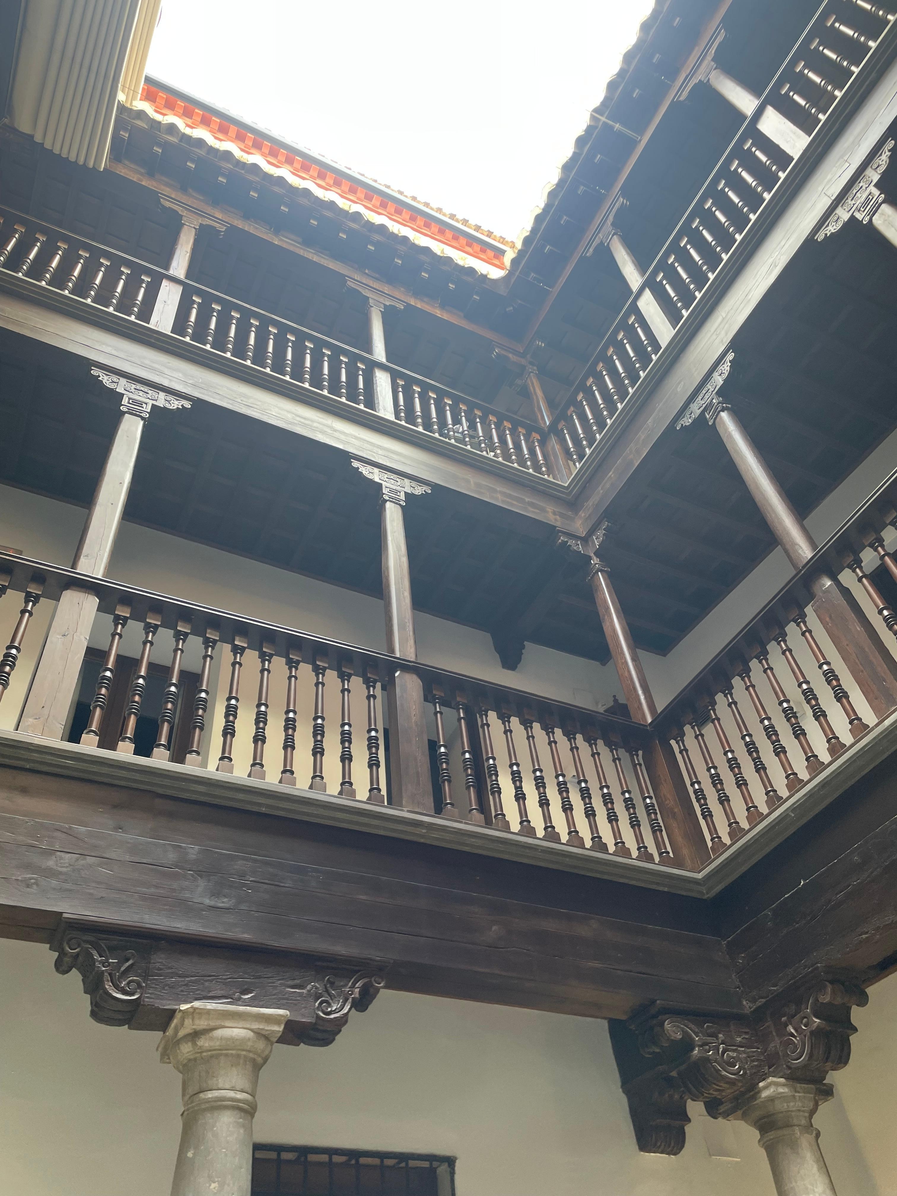 View up from the lobby patio. 