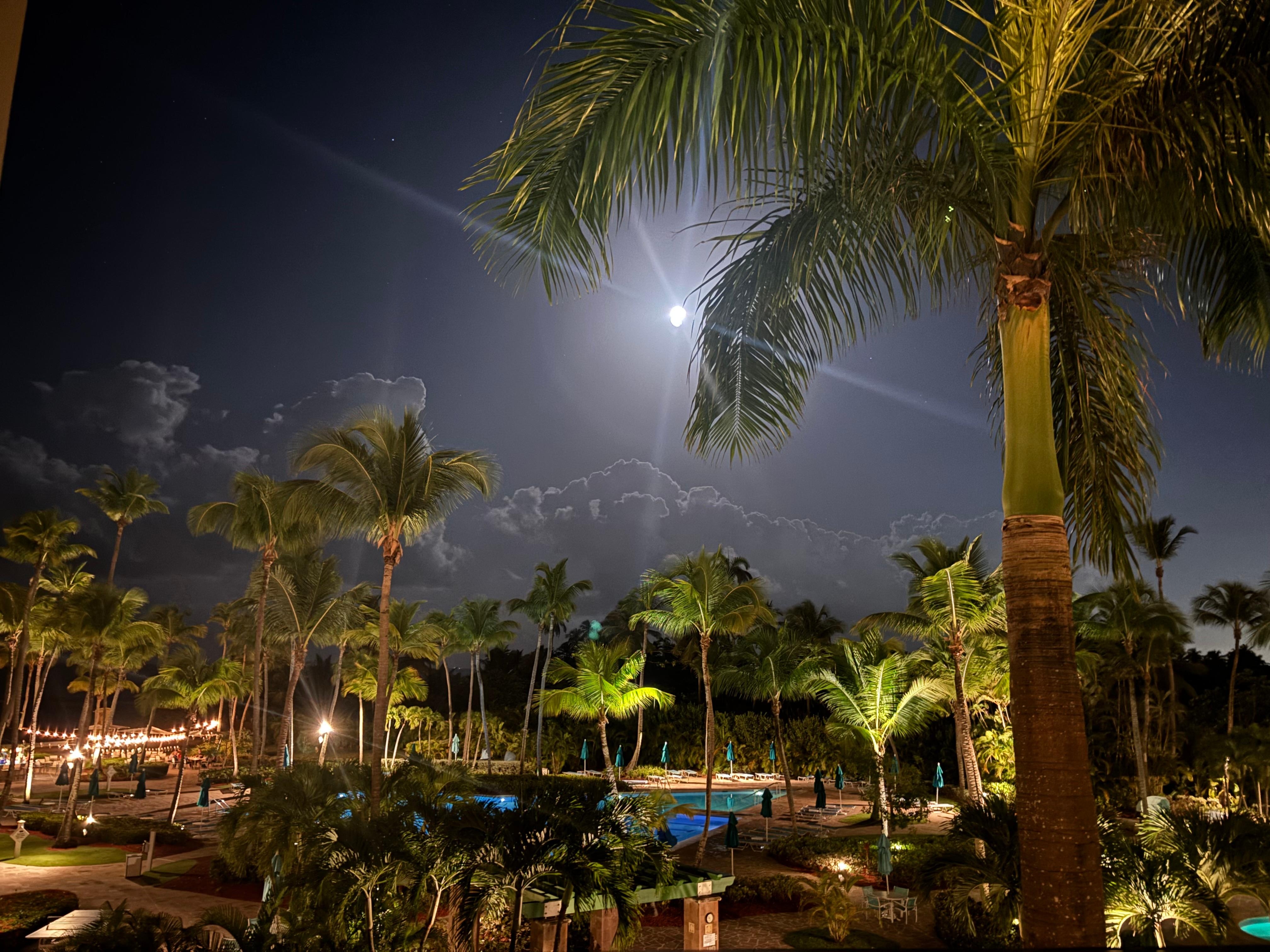 View from our balcony at night