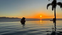 Watching the sunset in the pool.