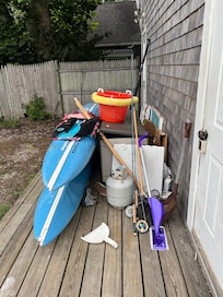 The sports equipment outside on arrival