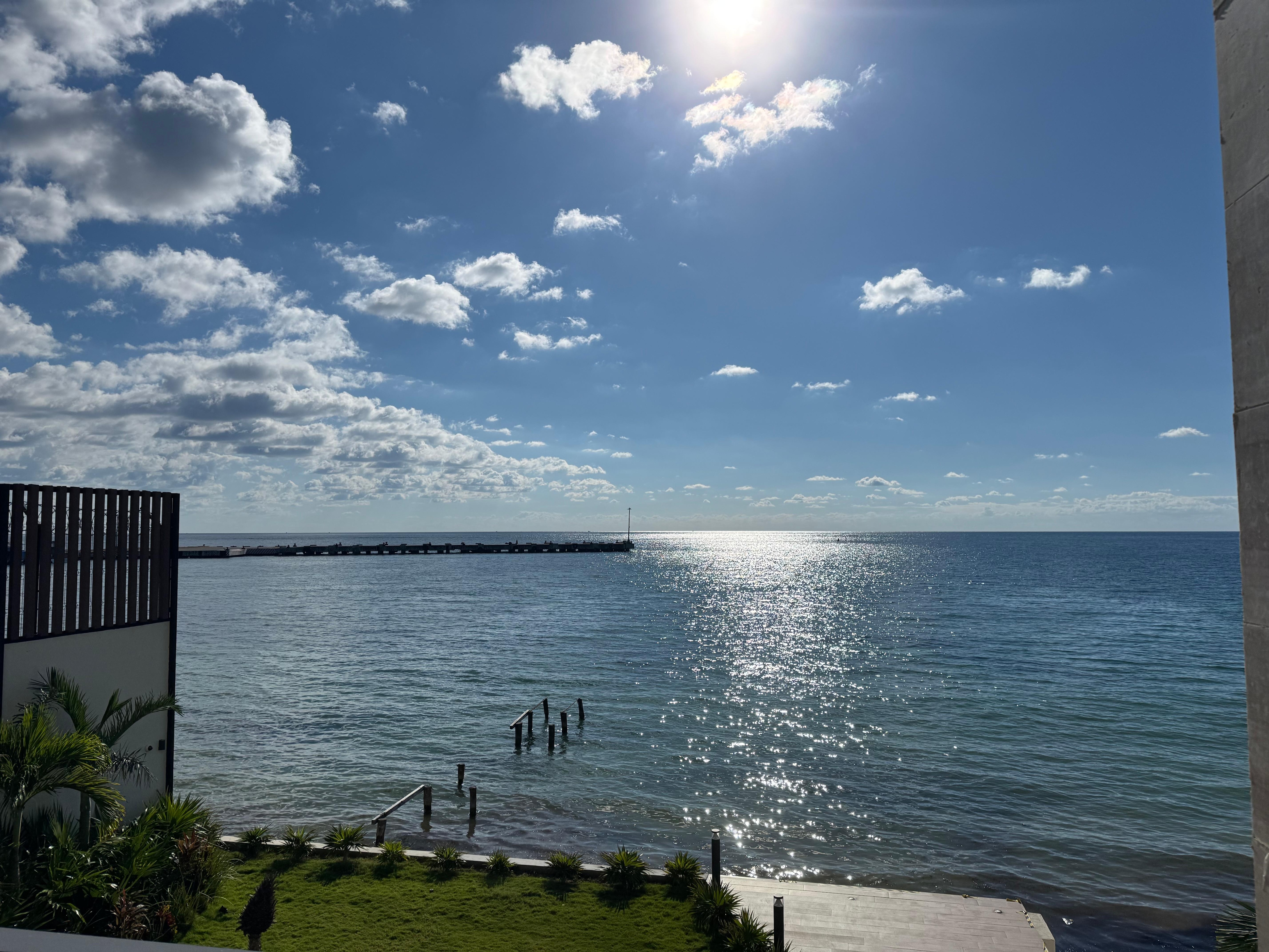 View from our balcony, first picture of the vacation. We were SO happy!