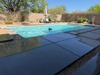 Kisslany enjoying pool, nice rectangle shaped pool.