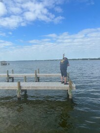 Fishing from the boat dock in the lagoon
