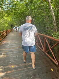 Boardwalk to beach-saw deer!